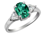 Sterling Silver Lab-Created Emerald and White Topaz Ring